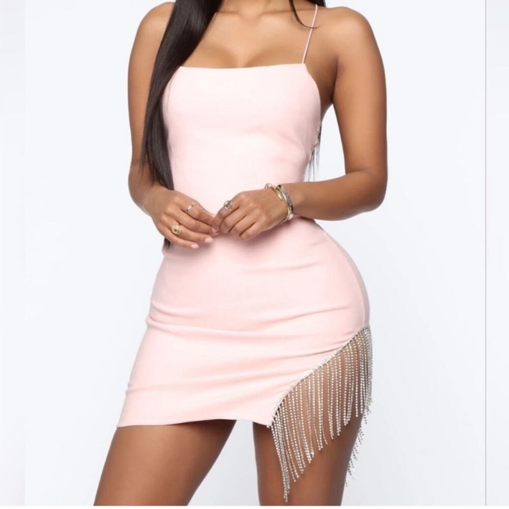 Fashion Nova Borrowed Hearts Mini‎ Dress Women's L Petal Pink Clubwear Baddie